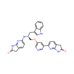 O=C1Cc2ccc(N[C@H](COc3cncc(-c4ccc5c(n4)NC(=O)C5)c3)Cc3c[nH]c4ccccc34)nc2N1 ZINC000034803947