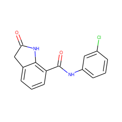 O=C1Cc2cccc(C(=O)Nc3cccc(Cl)c3)c2N1 ZINC000028880806