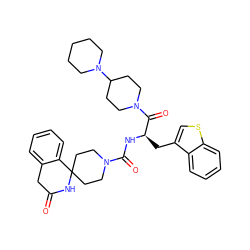 O=C1Cc2ccccc2C2(CCN(C(=O)N[C@H](Cc3csc4ccccc34)C(=O)N3CCC(N4CCCCC4)CC3)CC2)N1 ZINC000084672527