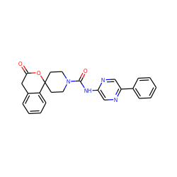 O=C1Cc2ccccc2C2(CCN(C(=O)Nc3cnc(-c4ccccc4)cn3)CC2)O1 ZINC000040976693