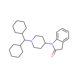 O=C1Cc2ccccc2N1C1CCN(C(C2CCCCC2)C2CCCCC2)CC1 ZINC000013579346