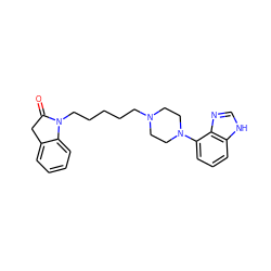 O=C1Cc2ccccc2N1CCCCCN1CCN(c2cccc3[nH]cnc23)CC1 ZINC000042891527