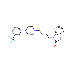 O=C1Cc2ccccc2N1CCCCN1CCN(c2cccc(C(F)(F)F)c2)CC1 ZINC000028866136