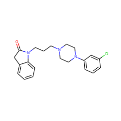 O=C1Cc2ccccc2N1CCCN1CCN(c2cccc(Cl)c2)CC1 ZINC000028235644