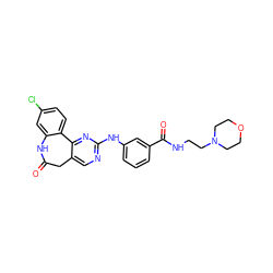 O=C1Cc2cnc(Nc3cccc(C(=O)NCCN4CCOCC4)c3)nc2-c2ccc(Cl)cc2N1 ZINC000082152752