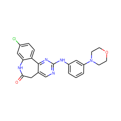 O=C1Cc2cnc(Nc3cccc(N4CCOCC4)c3)nc2-c2ccc(Cl)cc2N1 ZINC000082156913