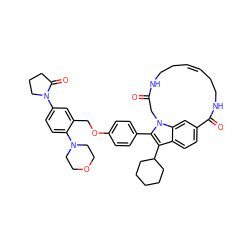 O=C1Cn2c(-c3ccc(OCc4cc(N5CCCC5=O)ccc4N4CCOCC4)cc3)c(C3CCCCC3)c3ccc(cc32)C(=O)NCC/C=C\CCN1 ZINC000096172336