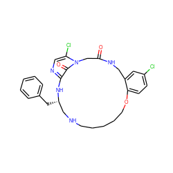 O=C1Cn2c(Cl)cnc(c2=O)N[C@@H](Cc2ccccc2)CNCCCCCOc2ccc(Cl)cc2CN1 ZINC000026666510