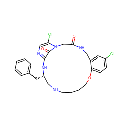 O=C1Cn2c(Cl)cnc(c2=O)N[C@@H](Cc2ccccc2)CNCCCCOc2ccc(Cl)cc2CN1 ZINC000003990959