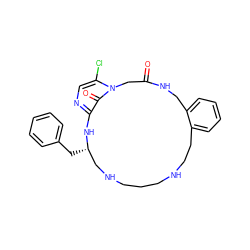 O=C1Cn2c(Cl)cnc(c2=O)N[C@@H](Cc2ccccc2)CNCCCNCCc2ccccc2CN1 ZINC000003991144