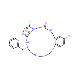 O=C1Cn2c(Cl)cnc(c2=O)N[C@@H](Cc2ccccc2)CNCCCOc2ccc(Cl)cc2CN1 ZINC000013537335