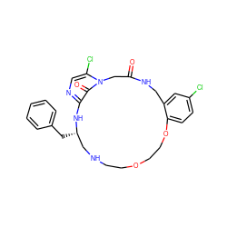 O=C1Cn2c(Cl)cnc(c2=O)N[C@@H](Cc2ccccc2)CNCCOCCOc2ccc(Cl)cc2CN1 ZINC000026665316