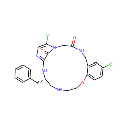 O=C1Cn2c(Cl)cnc(c2=O)N[C@@H](Cc2ccccc2)CNCCOc2ccc(Cl)cc2CN1 ZINC000013537332