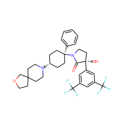 O=C1N([C@]2(c3ccccc3)CC[C@@H](N3CCC4(CCOC4)CC3)CC2)CC[C@@]1(O)c1cc(C(F)(F)F)cc(C(F)(F)F)c1 ZINC000253638890