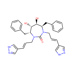 O=C1N(C/C=C/c2cn[nH]c2)[C@H](Cc2ccccc2)[C@H](O)[C@@H](O)[C@@H](Cc2ccccc2)N1C/C=C/c1cn[nH]c1 ZINC000003948988