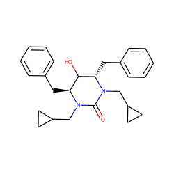 O=C1N(CC2CC2)[C@@H](Cc2ccccc2)C(O)[C@H](Cc2ccccc2)N1CC1CC1 ZINC000006580842