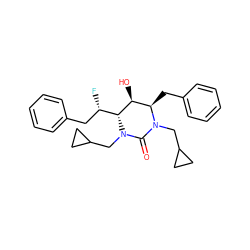 O=C1N(CC2CC2)[C@H]([C@@H](F)Cc2ccccc2)[C@@H](O)[C@@H](Cc2ccccc2)N1CC1CC1 ZINC000013782657