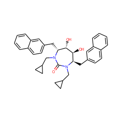 O=C1N(CC2CC2)[C@H](Cc2ccc3ccccc3c2)[C@H](O)[C@@H](O)[C@@H](Cc2ccc3ccccc3c2)N1CC1CC1 ZINC000014945768