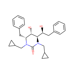 O=C1N(CC2CC2)[C@H](Cc2ccccc2)[C@H](O)[C@@H]([C@@H](O)Cc2ccccc2)N1CC1CC1 ZINC000013782658