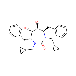 O=C1N(CC2CC2)[C@H](Cc2ccccc2)[C@H](O)[C@@H](O)[C@@H](Cc2ccccc2)N1CC1CC1 ZINC000003810793