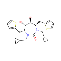 O=C1N(CC2CC2)[C@H](Cc2cccs2)[C@H](O)[C@@H](O)[C@@H](Cc2cccs2)N1CC1CC1 ZINC000013756090