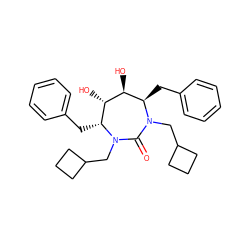 O=C1N(CC2CCC2)[C@H](Cc2ccccc2)[C@H](O)[C@@H](O)[C@@H](Cc2ccccc2)N1CC1CCC1 ZINC000013604438