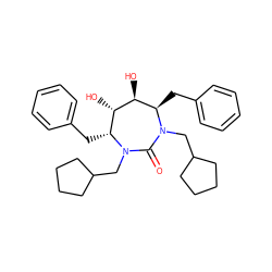 O=C1N(CC2CCCC2)[C@H](Cc2ccccc2)[C@H](O)[C@@H](O)[C@@H](Cc2ccccc2)N1CC1CCCC1 ZINC000013604439