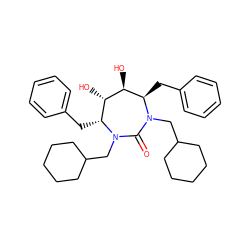 O=C1N(CC2CCCCC2)[C@H](Cc2ccccc2)[C@H](O)[C@@H](O)[C@@H](Cc2ccccc2)N1CC1CCCCC1 ZINC000014907456