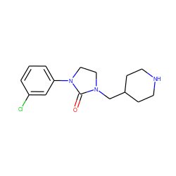 O=C1N(CC2CCNCC2)CCN1c1cccc(Cl)c1 ZINC000049054328