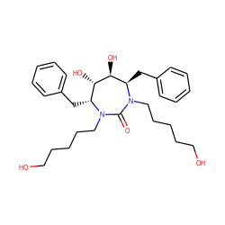 O=C1N(CCCCCO)[C@H](Cc2ccccc2)[C@H](O)[C@@H](O)[C@@H](Cc2ccccc2)N1CCCCCO ZINC000014907373