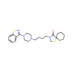 O=C1N(CCCCN2CCN(c3nsc4ccccc34)CC2)CSC12CCCCC2 ZINC000013759403