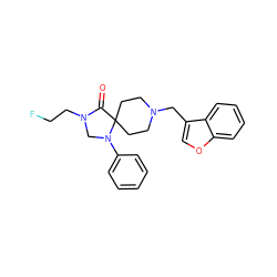 O=C1N(CCF)CN(c2ccccc2)C12CCN(Cc1coc3ccccc13)CC2 ZINC000053226732