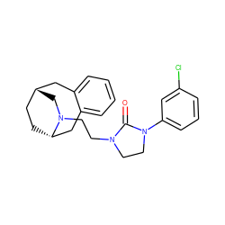 O=C1N(CCN2C[C@@H]3CC[C@H]2Cc2ccccc2C3)CCN1c1cccc(Cl)c1 ZINC000043123565