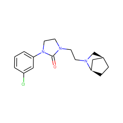 O=C1N(CCN2C[C@H]3CC[C@@H]2C3)CCN1c1cccc(Cl)c1 ZINC000043079140