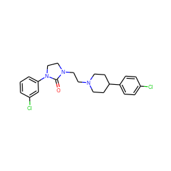 O=C1N(CCN2CCC(c3ccc(Cl)cc3)CC2)CCN1c1cccc(Cl)c1 ZINC000043076008