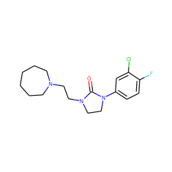 O=C1N(CCN2CCCCCC2)CCN1c1ccc(F)c(Cl)c1 ZINC000049109599