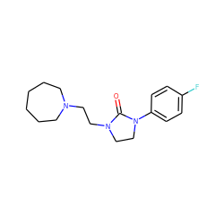 O=C1N(CCN2CCCCCC2)CCN1c1ccc(F)cc1 ZINC000049045320