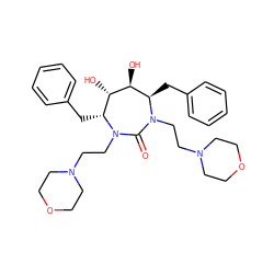 O=C1N(CCN2CCOCC2)[C@H](Cc2ccccc2)[C@H](O)[C@@H](O)[C@@H](Cc2ccccc2)N1CCN1CCOCC1 ZINC000014908050