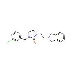 O=C1N(CCN2Cc3ccccc3C2)CCN1Cc1cccc(Cl)c1 ZINC000043023746