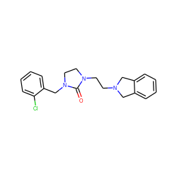 O=C1N(CCN2Cc3ccccc3C2)CCN1Cc1ccccc1Cl ZINC000043062865