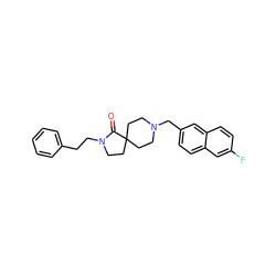 O=C1N(CCc2ccccc2)CCC12CCN(Cc1ccc3cc(F)ccc3c1)CC2 ZINC000095577853