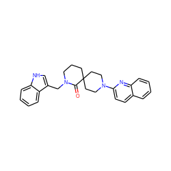 O=C1N(Cc2c[nH]c3ccccc23)CCCC12CCN(c1ccc3ccccc3n1)CC2 ZINC000096173198