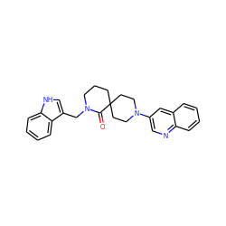 O=C1N(Cc2c[nH]c3ccccc23)CCCC12CCN(c1cnc3ccccc3c1)CC2 ZINC000096173085