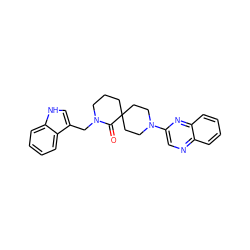 O=C1N(Cc2c[nH]c3ccccc23)CCCC12CCN(c1cnc3ccccc3n1)CC2 ZINC000096173039