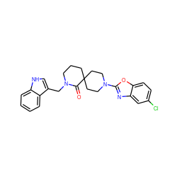 O=C1N(Cc2c[nH]c3ccccc23)CCCC12CCN(c1nc3cc(Cl)ccc3o1)CC2 ZINC000096173169