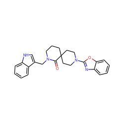 O=C1N(Cc2c[nH]c3ccccc23)CCCC12CCN(c1nc3ccccc3o1)CC2 ZINC000096173078