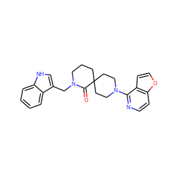 O=C1N(Cc2c[nH]c3ccccc23)CCCC12CCN(c1nccc3occc13)CC2 ZINC000096173194