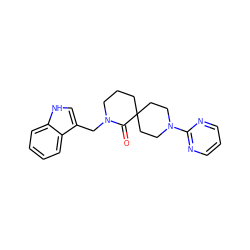 O=C1N(Cc2c[nH]c3ccccc23)CCCC12CCN(c1ncccn1)CC2 ZINC000096285059