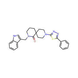 O=C1N(Cc2c[nH]c3ccccc23)CCCC12CCN(c1nnc(-c3ccccc3)s1)CC2 ZINC000096173210