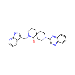 O=C1N(Cc2c[nH]c3ncccc23)CCCC12CCN(c1cnc3ccccc3n1)CC2 ZINC000096173094